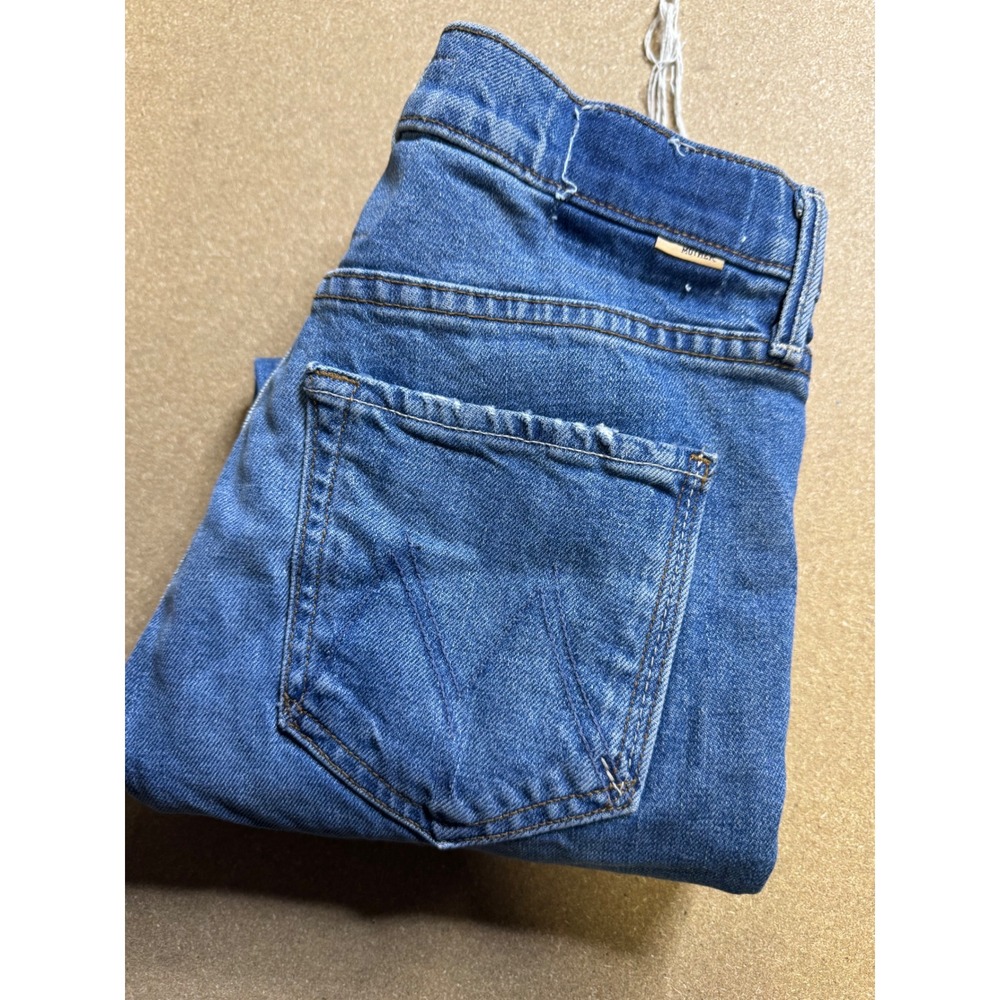 Mother Superior The Mid Rise Dazzler Ankle Step Fray Jeans Blue Size‎ 27